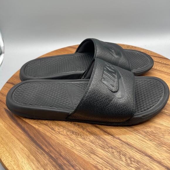 Nike Benassi JDI Sandals Mens Size 13 Black Slip On Comfort Slides Flip Flops - Picture 1 of 8